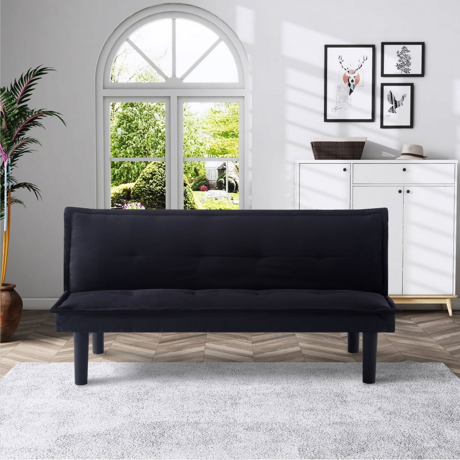 Mainstays 66" Studio Futon, Gray Linen Upholstery - Walmart.com