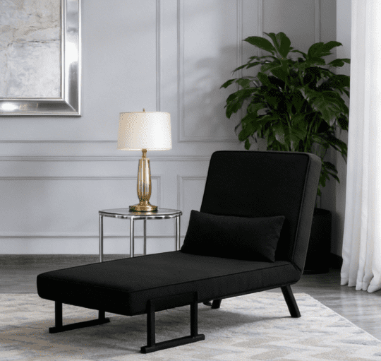 BSHTI Modern Folding Arm Chair Lounge 4-in-1 Convertible Sofa Bed with Adjustable Backrest for Small Spaces (Black)