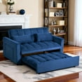 thumbnail image 1 of BSHTI Modern Sofa Sleeper, Futon Sofa Bed,Twin-Size Sofa Couch with 3 Adjustable Rreclining Angles,Two Matching Pillows,Easy Assembly,Velvet Fabric Loveseat,Dark Blue, 1 of 18