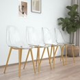 thumbnail image 1 of BSHTI Modern simple transparent dining chair plastic chair armless crystal chair Nordic creative makeup stool negotiation chair Set of 4 and wood color metal leg, 1 of 15