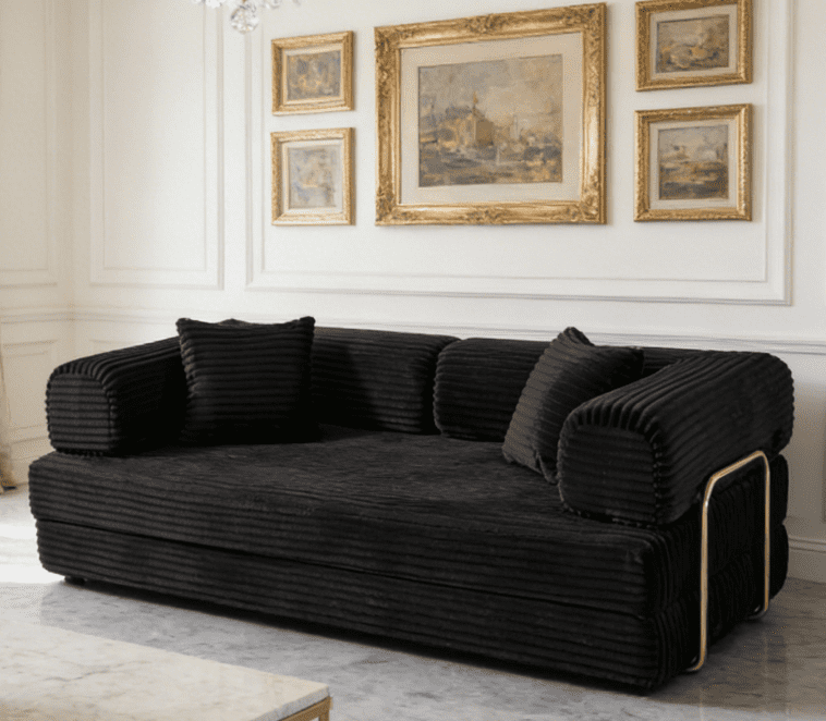 BSHTI 4-in-1 Modular Convertible Sofa Bed – No Assembly Required, Vacuum Compressed, High-Density Foam, Corduroy Fabric, Foldable Floor Couch, Space Saver, for Apartment Dorm Office