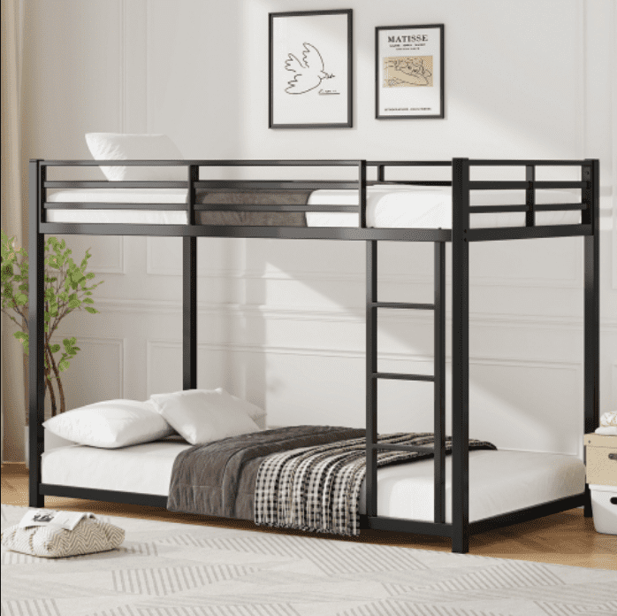 BSHTI Platform Modern Twin Size Metal Platform Bed Frame with Upholstered Headboard and wood slats support for Livingroom