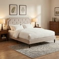 thumbnail image 1 of BSHTI King Size Platform Bed Frame with Adjustable Upholstered Headboard – Solid Wood Frame, 12 Wood Slats, Center Support Leg, No Box Spring Needed,Beige, 1 of 10
