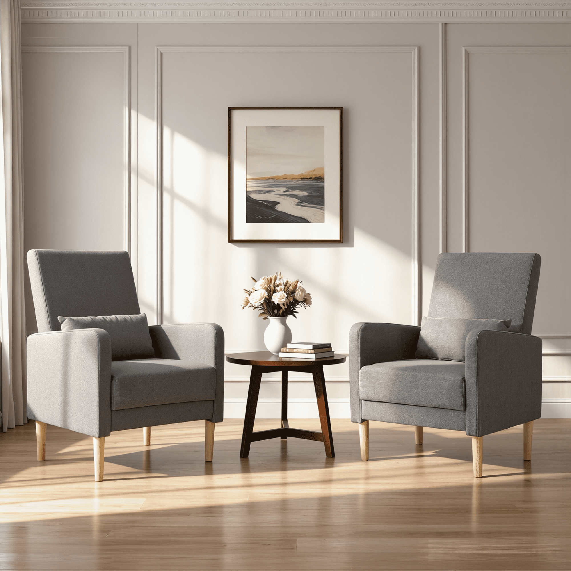 BSHTI 26.5" Accent Chair with Solid Wood Frame, High-Density Foam Seat, 5 Colors, Easy Assembly, Includes Pillow, Linen Dark Grey