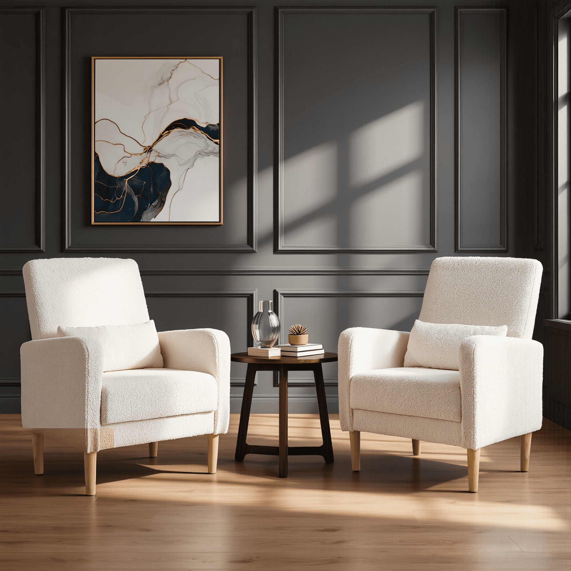 BSHTI 26.5" Accent Chair with Solid Wood Frame, High-Density Foam Seat, 5 Colors, Easy Assembly, Includes Pillow, Linen Beige