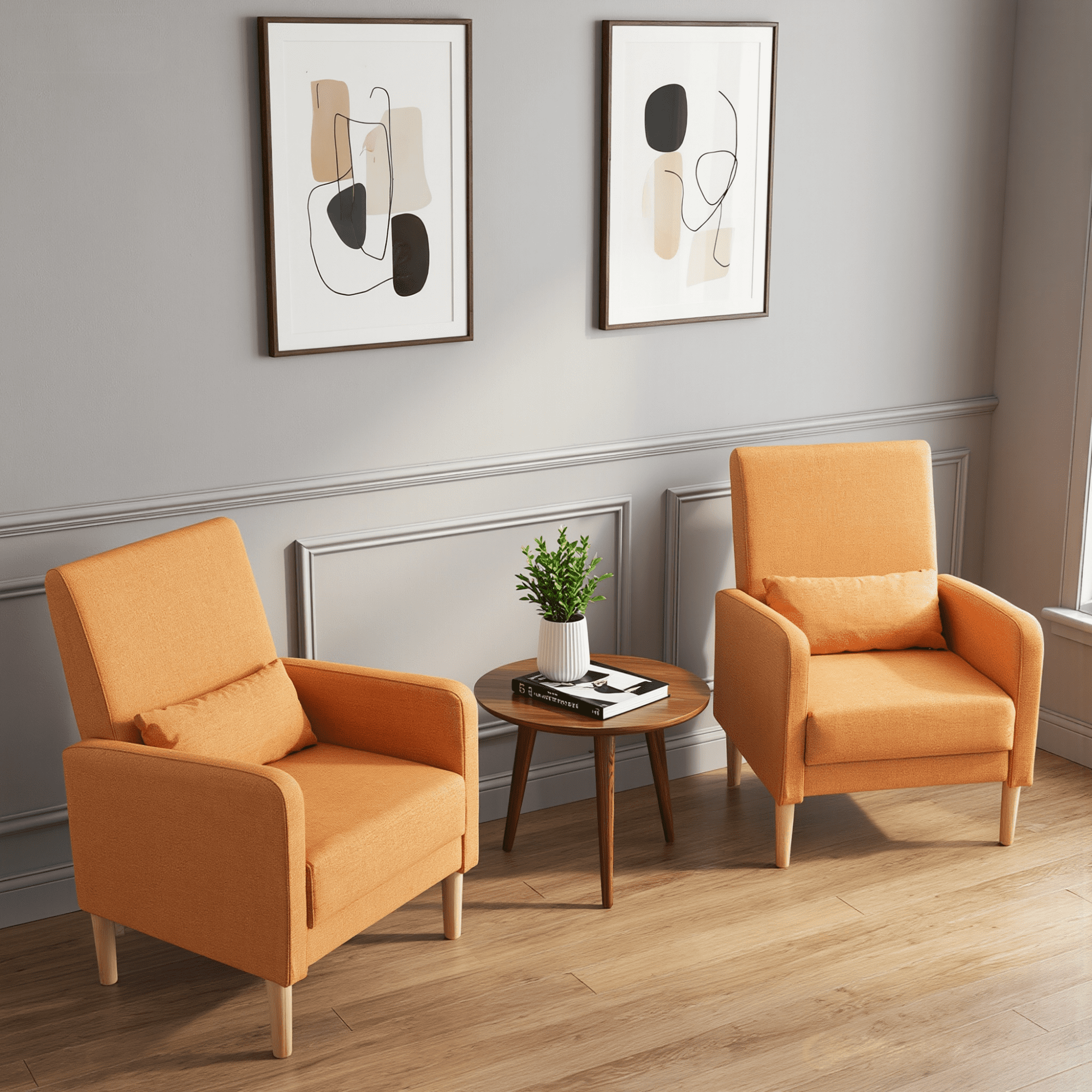 BSHTI 26.5" Accent Chair with Solid Wood Frame, High-Density Foam Seat, 5 Colors, Easy Assembly, Includes Pillow, Linen Orange