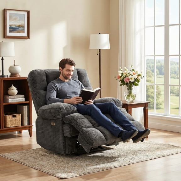 BSHTI Sofa with Recliner , USB Charging Ports, Padded Seats & Backrests, Hardwood Frame, High-Resilience Foam, Easy Assembly,Grey