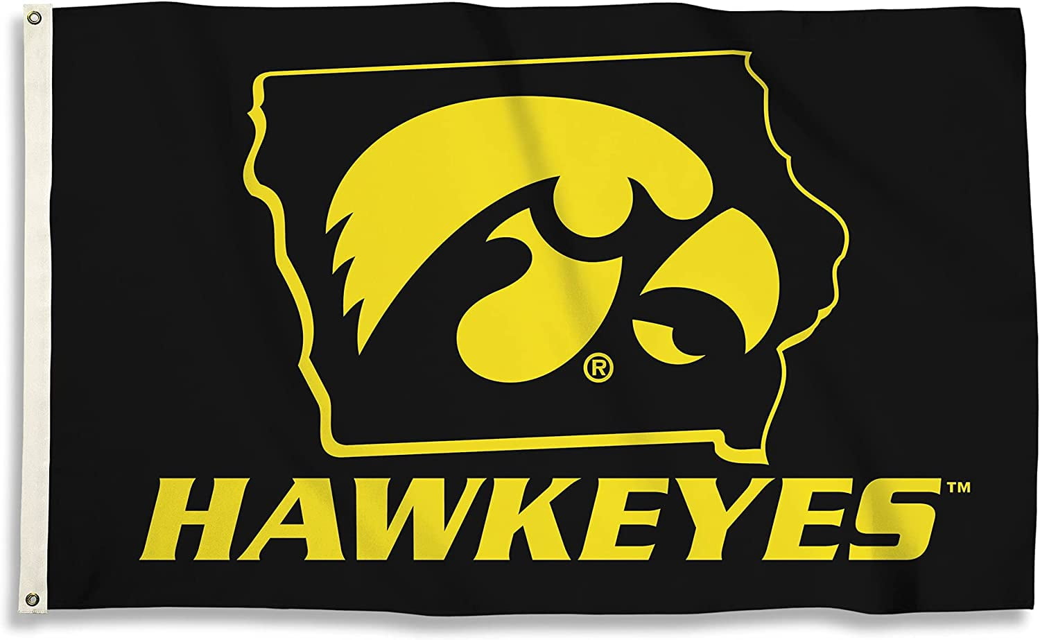 Iowa Hawkeyes Black and Gold 3' x 5' Polyester Banner Flag