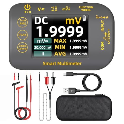 BSIDE Digital Multimeter 20000 Counts TRMS Rechargeable Multimeter with 2.8'' Screen Volt Meter Temperature Resistance Capacitance Diode Frequency Continuity Voltage Tester with Max/Min/Ave