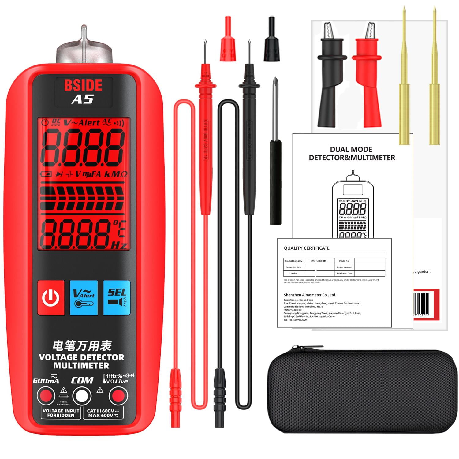 BSIDE Multimeters,Live Wire Ohm Smart Measurement Test Hz Meter Ohm
