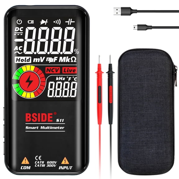 BSIDE Voltmeter,LCD Display Universal 9999 LCD Display Meter Voltmeter Ohmmeter S11 9999 LCD Voltmeter Ohmmeter Test Resistance Diode Continuity Display Universal Meter Continuity NCV Live ERYUE wi