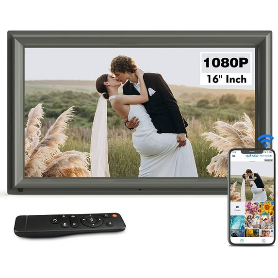 BSIMB 16-Inch 32GB FHD Large WiFi Digital Photo Frame 1920 x 1080 IPS Smart Picture Frame, Remote Control, Auto-Rotate, Wall-Mounted, Easy Setup to Share Photos and Videos via App&Email