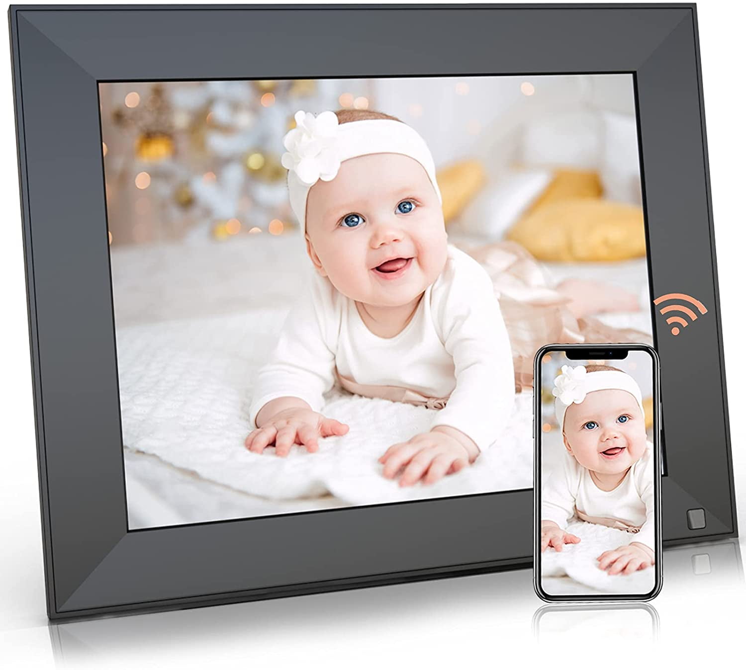 BSIMB 15 inch Large Digital Picture Frame, WiFi Photo Frame Large Screen  with 16GB Storage, Auto-Rotate, Share Photos and Videos via App Email, Gift  for Loved One 
