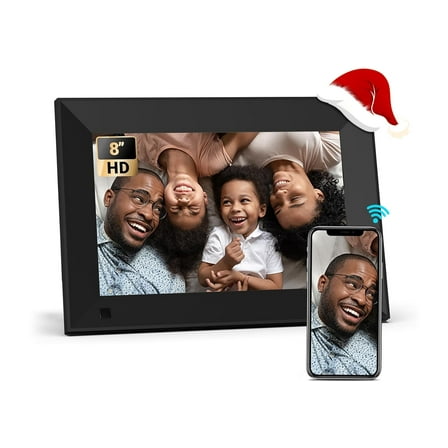 BSIMB 8 Inch Digital Picture Frame Touch Screen, 1280x800 HD WiFi Electronic Photo Frame Album Display 16GB, Share Pictures/Videos via App/USB/SD Easy Setup Gifts for Mom, Auto-Rotate, Solid Black