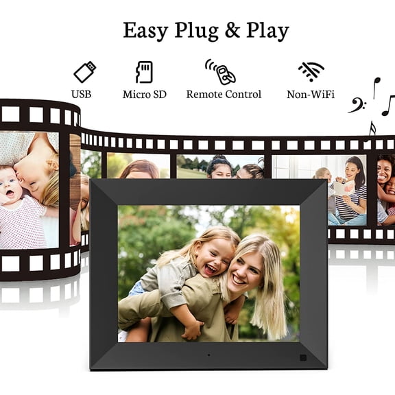 BSIMB 9 Inch Digital Picture Frame with IPS Display, Wall Mountable Electric Photo Frame with Remote Control, Motion Sensor Auto-Rotate, Landscape & Portrait Mode, Gift for Grandparents
