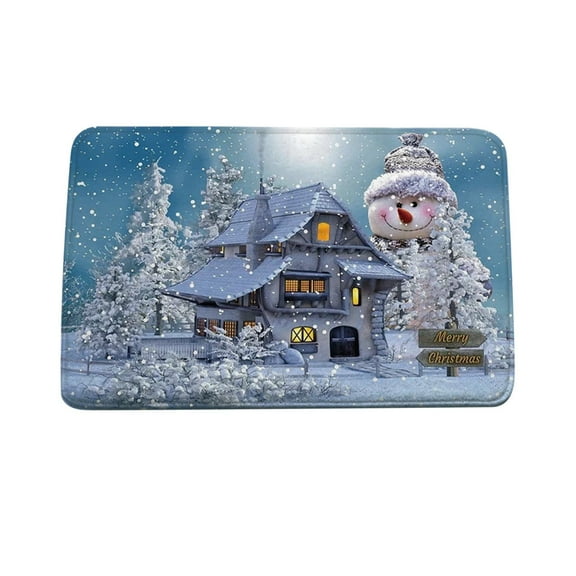 BSJJY 15.7x23.6In Christmas Cabin Covered in Snow Floor Mat Winter Holiday Indoor Doormat Non-Slip Welcome Door Mats Rugs for Home Bathroom Kitchen Bedroom Entrance Xmas Decoration, 1PCS
