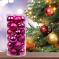 thumbnail image 1 of BSJJY 24Pc 3 Style Plating Christmas Balls,2.4In Christmas Tree Hanging Ball,Shatterproof Christmas Baubles(Boxed),Rose Red, 1 of 5
