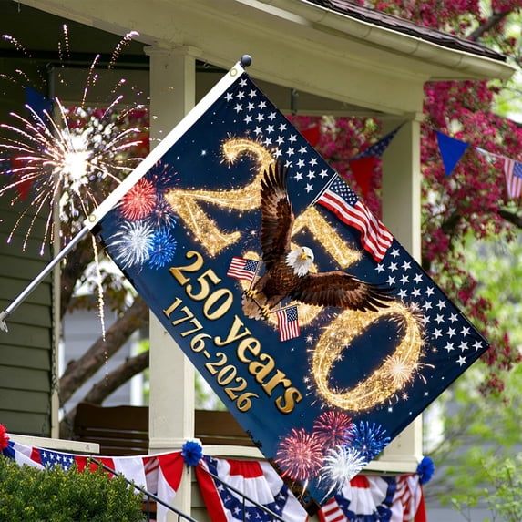 BSJJY 250 Years America Garden Flag, 35.43x59.05 inchs 250th Anniversary USA Yard Banner, American USA Garden Flag for Outside America Yard Lawn Heavy Duty, 1pc (F)