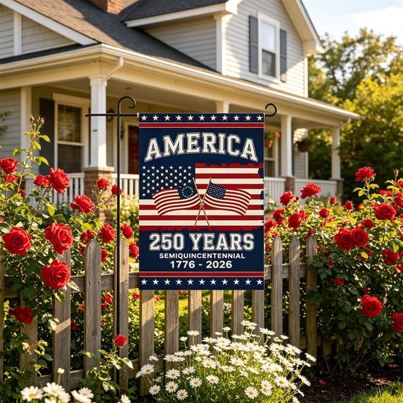 BSJJY 250th Anniversary Garden Flag, US 250 Year Independence Day Commemorative Yard Flag, Double Sided Outdoor Patriotic Decoration