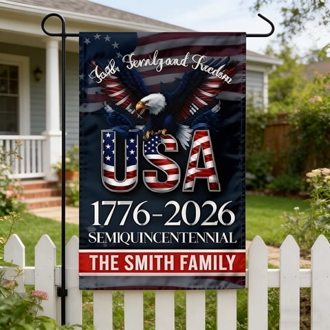 BSJJY 250th Anniversary Garden Flag, US Independence Day 250 Year Commemorative Yard Flag, Double Sided Outdoor Patriotic Decor