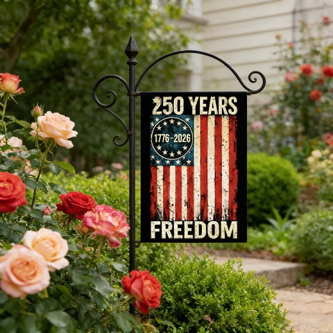 BSJJY 250th Independence Day Red Garden Flag, US 250 Year Commemorative Yard Flag, Double Sided Outdoor Patriotic Home Decoration