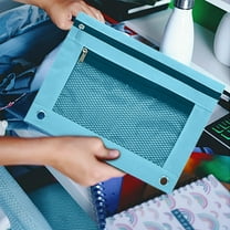 BSJJY 2Pcs Pencil Pouch 3 Ring Binder: 3 Ring Binder Pencil Case Bag Zipper Pencil Pouch Bulk Holder Accessories Clear Window Pencil Case Aesthetic Pencil Organizer Pockets (A)