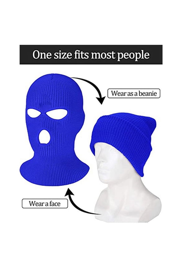 3-Hole Full Face Mask Cover Ski Mask Winter Balaclava Cap Knitted Face Cover for Winter Outdoor Sports, 1pc