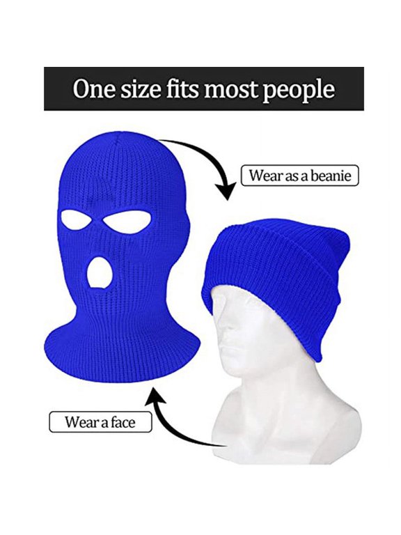 3-Hole Full Face Mask Cover Ski Mask Winter Balaclava Cap Knitted Face Cover for Winter Outdoor Sports, 1pc