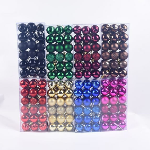 BSJJY 36Pc 6 StylesChristmas Balls,1.57In Christmas Tree Hanging Ball,Shatterproof Christmas Baubles(Boxed),Watermelon Red