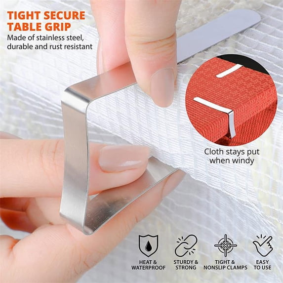 BSJJY 6 Pcs Tablecloth Clips - Table Cloth Clip, Metal Picnic Table Clips, Tablecloth Clips for Outdoor Tables, Table Cloth Holder Clips Perfect For Picnics, Kitchen,Dining Tables, Graduation Party