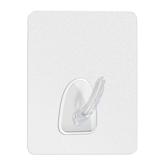 BSJJY Adhesive Hooks for Hanging, 22lb Heavy Duty Wall Door Hooks, Clear Plastic Sticky Hanging Hook for Home Kitchen Bathroom Office Use, 1pc