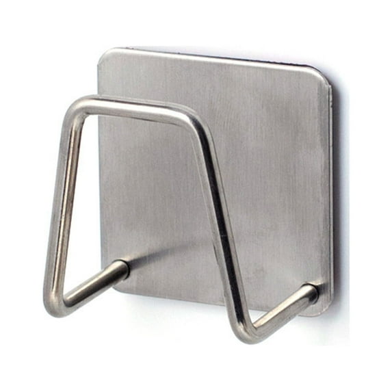 BSJJY Adhesive Sponge Holder for Kitchen Sink, SUS304 Stainless Steel Scrubber Hanger Caddy Accessories Storage Rack Stand for Scratch Scrub Dishcloth Dishrag Exfoliator Strainer Stopper, 1pc