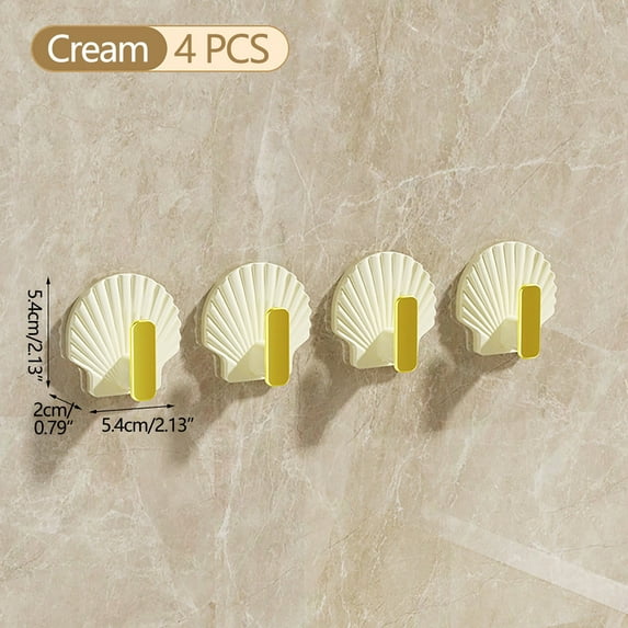 BSJJY Adhesive Wall Hooks Towel Hooks, Sticky Waterproof Plastic Hooks for Hanging Towel, Robe, Coat, Decorative Wall Hooks for Bathroom Kitchen Shower, Novelty Adhesive Hook, 4pc