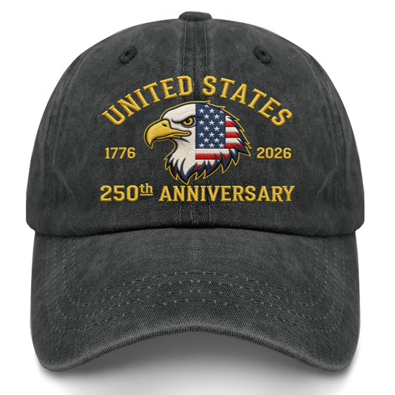 BSJJY Baseball Hat For US 250th Anniversary, Adjustable Low Profile Unconstructed Cap, Embroidered Patriotic Gift for Men, Women, and 2026 Festival Events (Black)