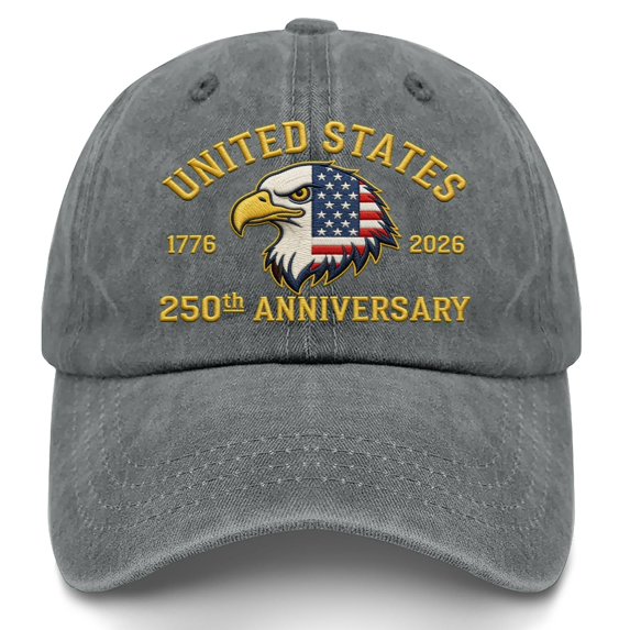 BSJJY Baseball Hat For US 250th Anniversary, Adjustable Low Profile Unconstructed Cap, Embroidered Patriotic Gift for Men, Women, and 2026 Festival Events (Gray)