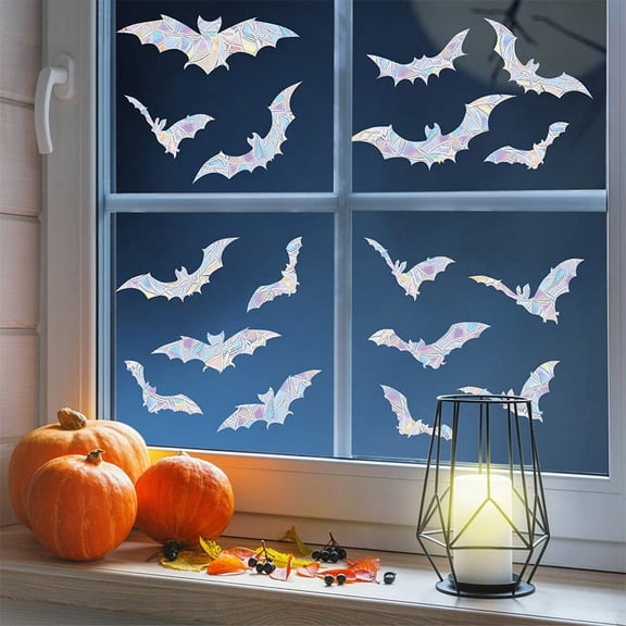 BSJJY Bat Window Clings - Anti-Collision Window Decals to Save Birds from Window Collisions,Non Adhesive Prismatic Vinyl Window Clings (Bat), 1pc