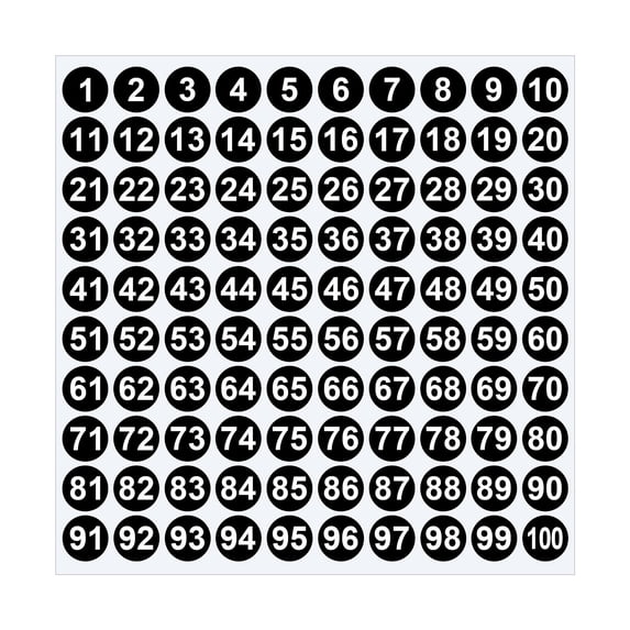 BSJJY Black Consecutive Number Stickers, 1 to 100, 1-inch, 1 Set, Vinyl Number Stickers Consecutive Number Stickers for Indoor Outdoor, Storage, Organizing, Classification