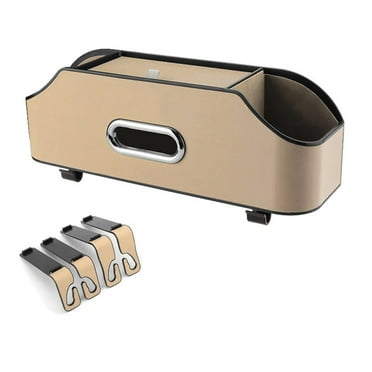 BSJJY Car Back Seat Organizer with 2 Drink Cup Holder - Tissue Box and Storage Box Hook - Multi-functional Storage - Great for Kids and Travel, 1pc
