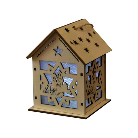 BSJJY Christmas Decoration Lights,Wood Craft Kits Unfinished Small Houses 3D Cutting Wooden Puzzle Toy for Kids and Adults Build Your Own Perfect Decoration(Large Elk),1PCS