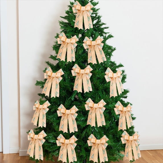 BSJJY Christmas Decorative Bow, Polyester Gold Ribbon, Festive Ambiance Tree Wreath Party Home Decor