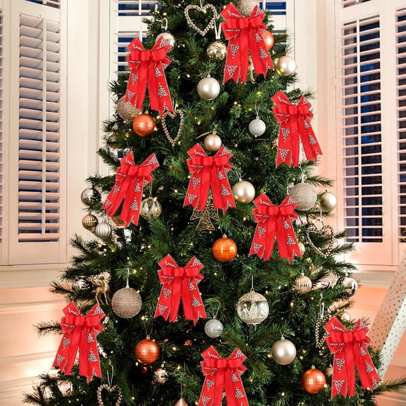 BSJJY Christmas Decorative Bow, Polyester Red Ribbon, Festive Ambiance Tree Wreath Party Home Decor