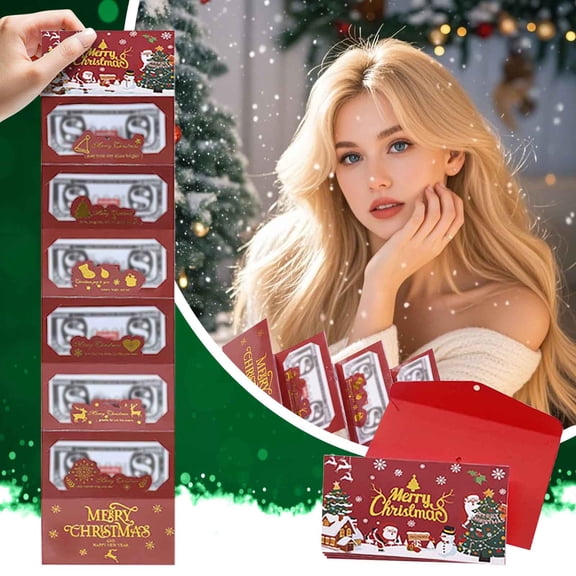 BSJJY Christmas Red Money Box, 6 Card Slots Surprise Party Gift Holder, Holiday Storage Decoration, Red