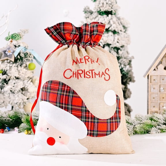 BSJJY Christmas Santa Sacks - Personalized Large Christmas Cloth Bag With Drawstring-Christmas Holiday Santa Claus Gift Sacks Shopping Bag Storage,Reusable Xmas Present Storage,1Pcs