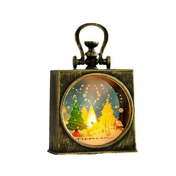 BSJJY Christmas Snow Globe Lantern, Battery Operated Lighted Swirling Glitter Water Lantern, Sparkling Crystal Circle Around The Snowman Families Tabletop Lantern for Xmas Home Decor,Christmas Tree