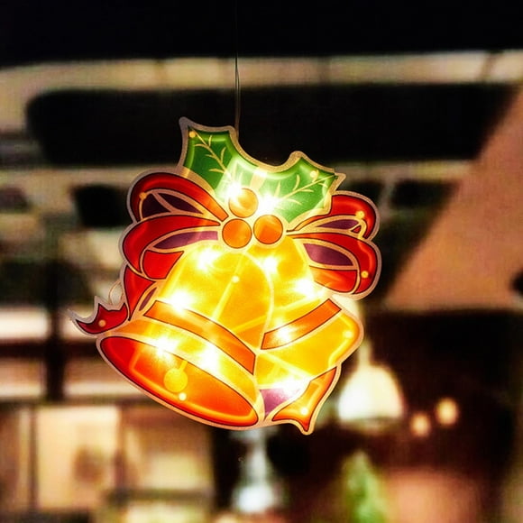 BSJJY Christmas Window Decor Lights, Lighted Christmas Window Decoration with Suction Cups, Christmas Window Decor Hanging Lights for Xmas Tree Fireplace Window Decor(Bell), 1PCS