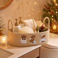 thumbnail image 1 of BSJJY Cotton Rope Storage Basket, Cute Cow Embroidered Woven Organizer with Handles for Bathroom Tabletop, 12.99x5.91x3.94 Inch, 1 of 7