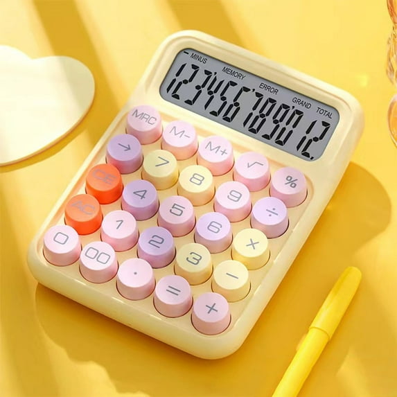 BSJJY Creative Colorful Candy Colored Electronic Calculator,4 Function Calculator,big Calculator Desktop, 12 Digits LCD Display and Large Button, bubble Cute Calculator for Office, School, 1pc