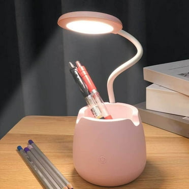BSJJY Desk Lamp for Home Office Dorm, Touch Table Lamp with 3 Color Modes Flexible Gooseneck, Rechargeable, Dimmable Desk Light with Pen Phone Holder, Eye-Caring Small Desk Lamps, 1pc