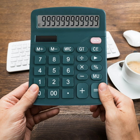 BSJJY Desktop Calculator with Big Buttons, Dual Power Source, Solar and Battery, Large Display Screen - Perfect for Office, Teachers, and Students, 1pc