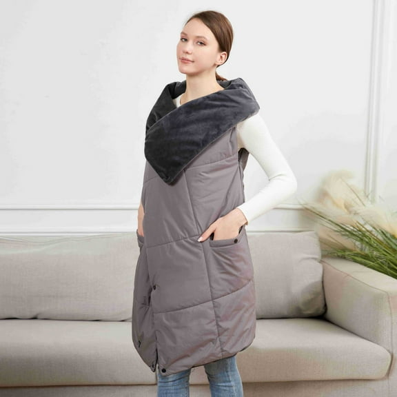 BSJJY Electric Heated Blanket for Men Women Wearable Wrap Shawl USB Electric Heated Throw Warming Vest Shawl Lap Robe Portable Heating Pad Blanket with 3 Heating Settings for Home,Hiking(Grey)